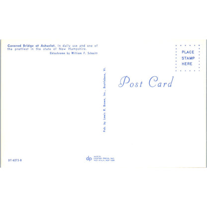 Covered Bridge at Ashuelot New Hampshire Covered Bridge Postcard PC3