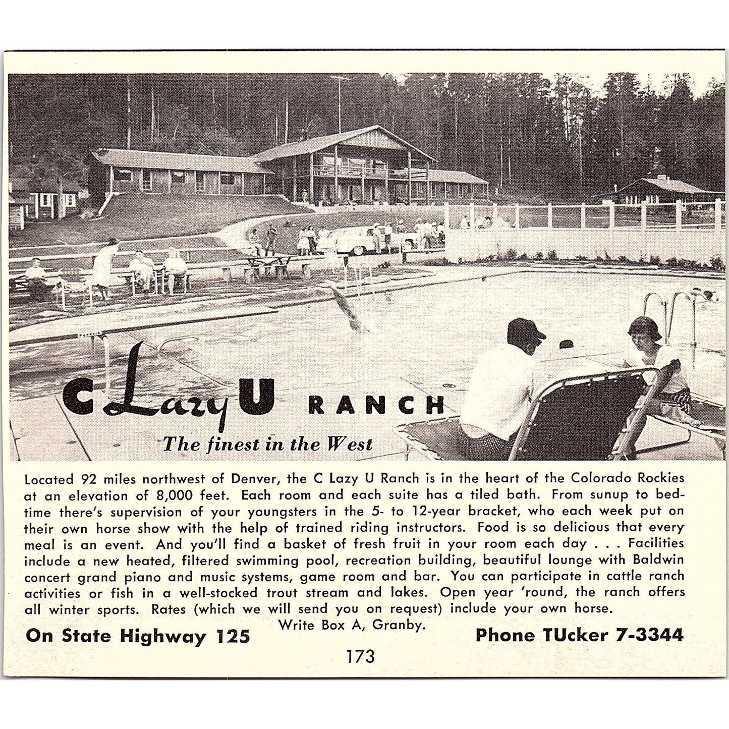 C Lazy U Ranch, Circle H Corral Granby CO 1958 Ad AG1-H2