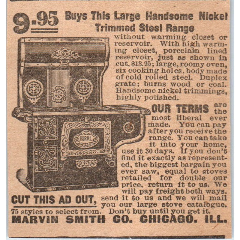 Marvin Smith Co Nickel Trimmed Steel Range Chicago 1905 Magazine Ad AF1-NH3