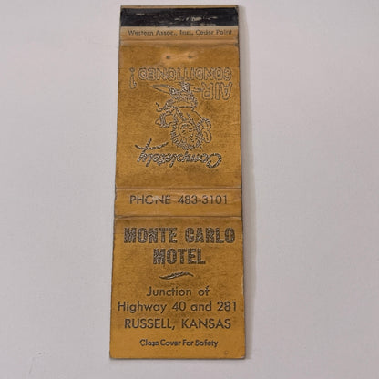 Monte Carlo Motel Russell Kansas Vintage Matchbook Cover TB6-MB1-15