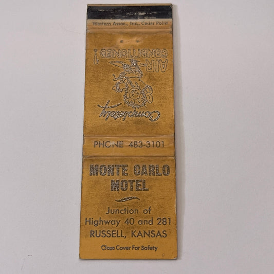 Monte Carlo Motel Russell Kansas Vintage Matchbook Cover TB6-MB1-15