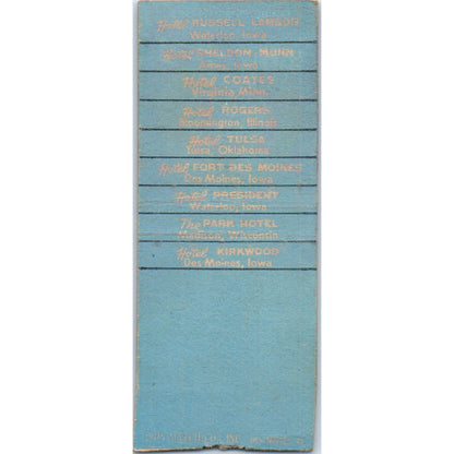 Tangeny-McGinn Hotels Vintage Matchbook Cover SD2-Y15