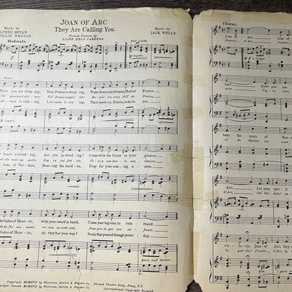 Joan of Arc They Are Calling You Alfred Bryan Jack Wells 1917 Sheet Music V13