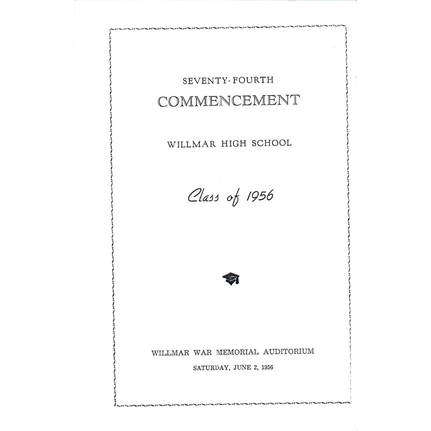 1956 Willmar High School Commencement Program Willmar MN TH9-SX1