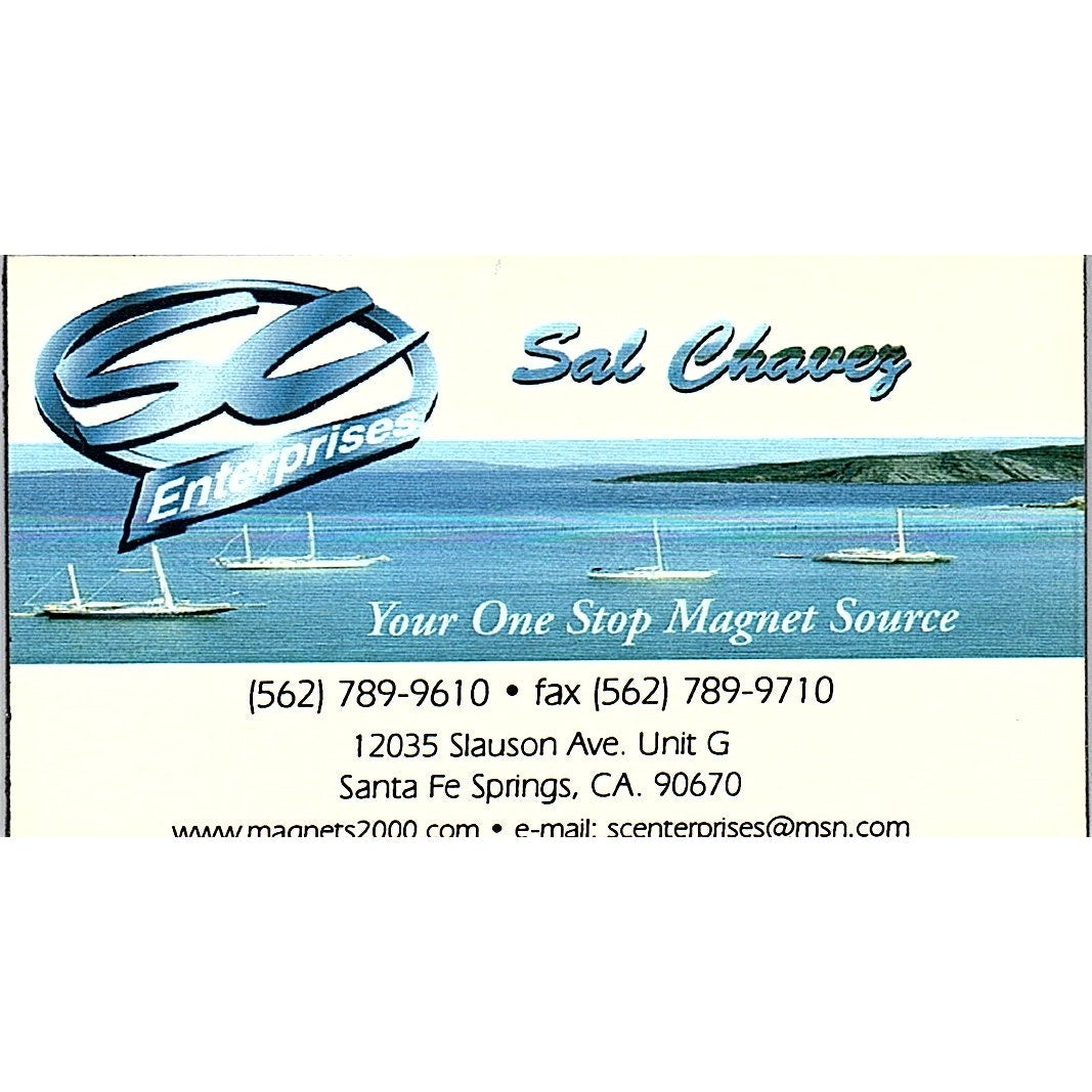 Saul Chavez SC Enterprises Magnets Santa Fe Springs Vintage Business Card SC9-B8
