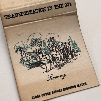 Surrey & Hansom Transportation in the 90s Vintage Matchbook Cover TB8-MB-15