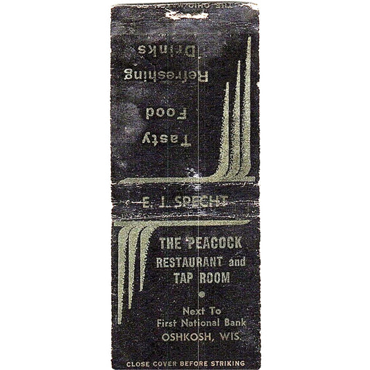 The Peacock Restaurant and Tap Room Oshkosh WI Vintage Matchbook Cover SC7-Y10
