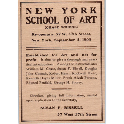 New York School of Art Susan F. Bissell 1906 Victorian Ad AB8-MA4