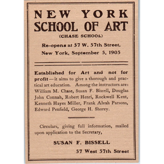 New York School of Art Susan F. Bissell 1906 Victorian Ad AB8-MA4