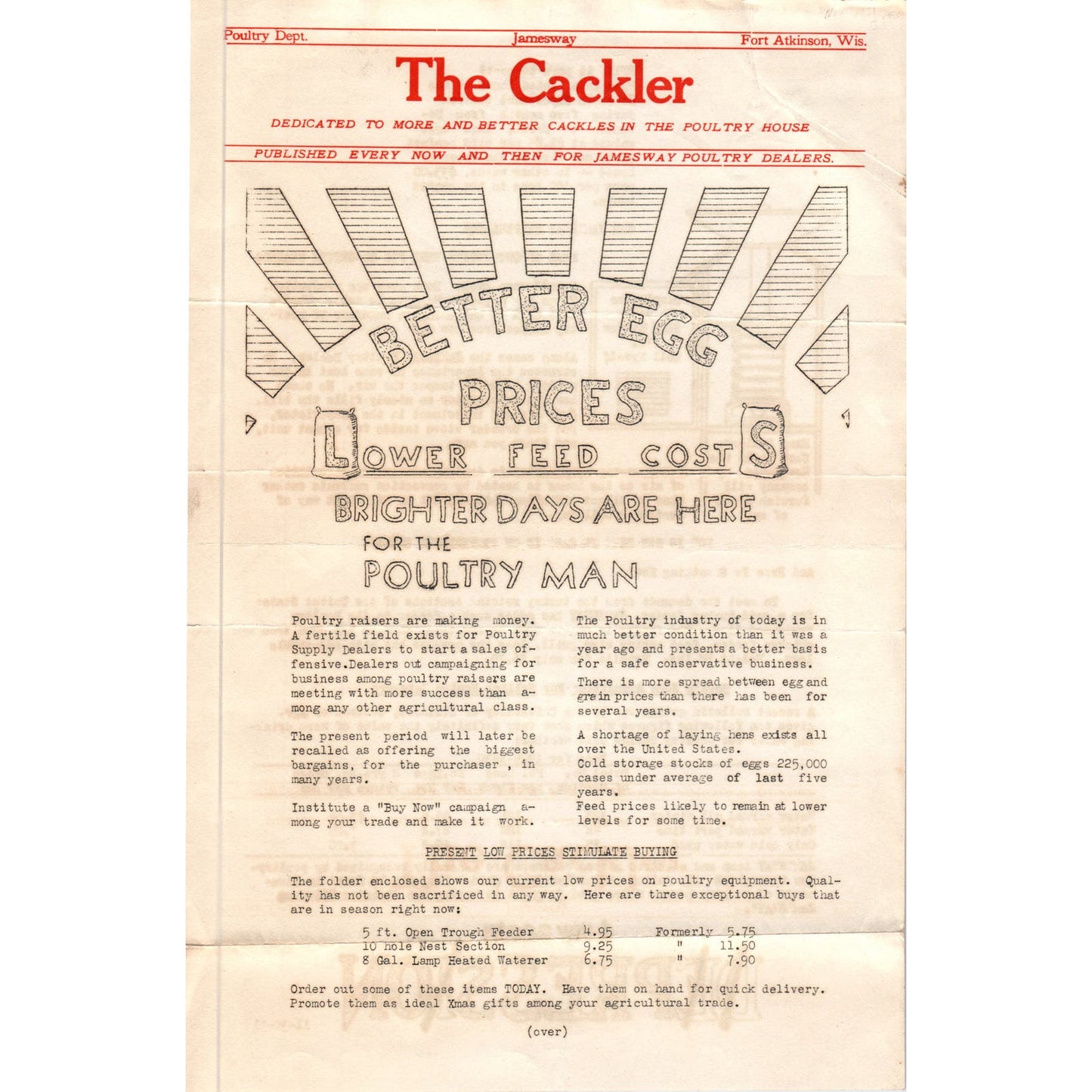 1931 The Cackler Poultry Farmer Newsletter Fort Atkinson WI D10