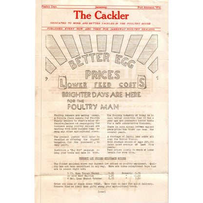 1931 The Cackler Poultry Farmer Newsletter Fort Atkinson WI D10