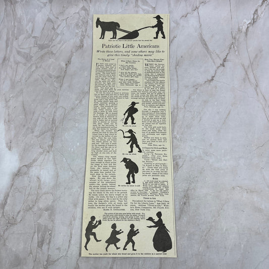 Patriotic Little Americans Silhouette Shadow Puppets 1918 Magazine Ad FL6-10