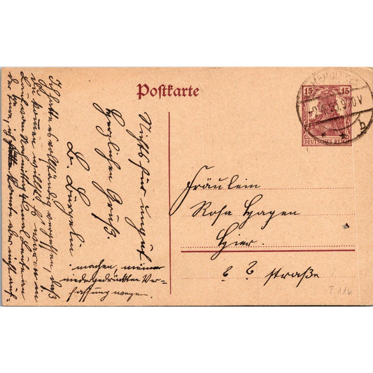 Holzminden-Aachen Rose Lyrym 1920 German Reich Postcard P5-11