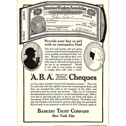 ABA Bankers Trust Company New York City NY c1920 Ad AF8-9