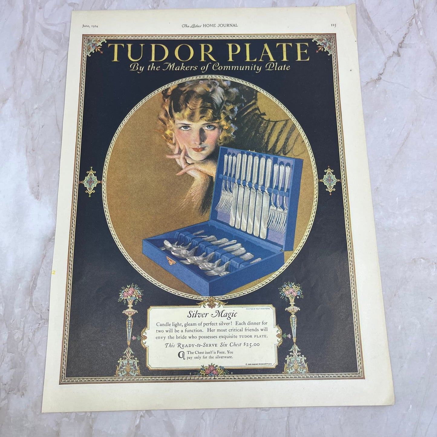 Oneida Community Plate Tudor Plate Silverware 1924 Magazine Ad FL6-11