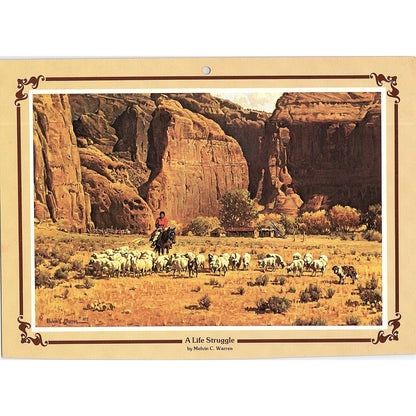1979 A Life Struggle Sheep Herding Melvin C Warren Vintage Art Print 6x8 V12