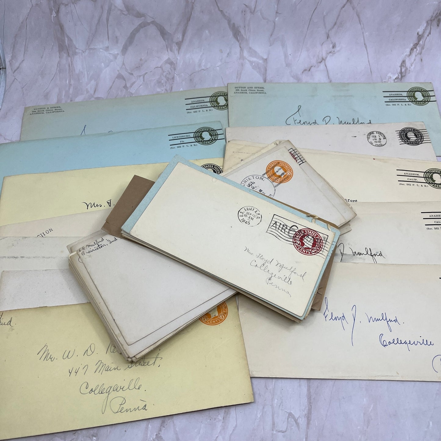 1930-40s Huge Lot Floyd D Mulford Collegeville PA Postal Cover Envelopes TG7-EB3