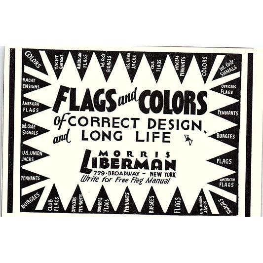 Flags and Colors - Morris Liberman 729 Broadway NY 1932 Ad AG2-M18