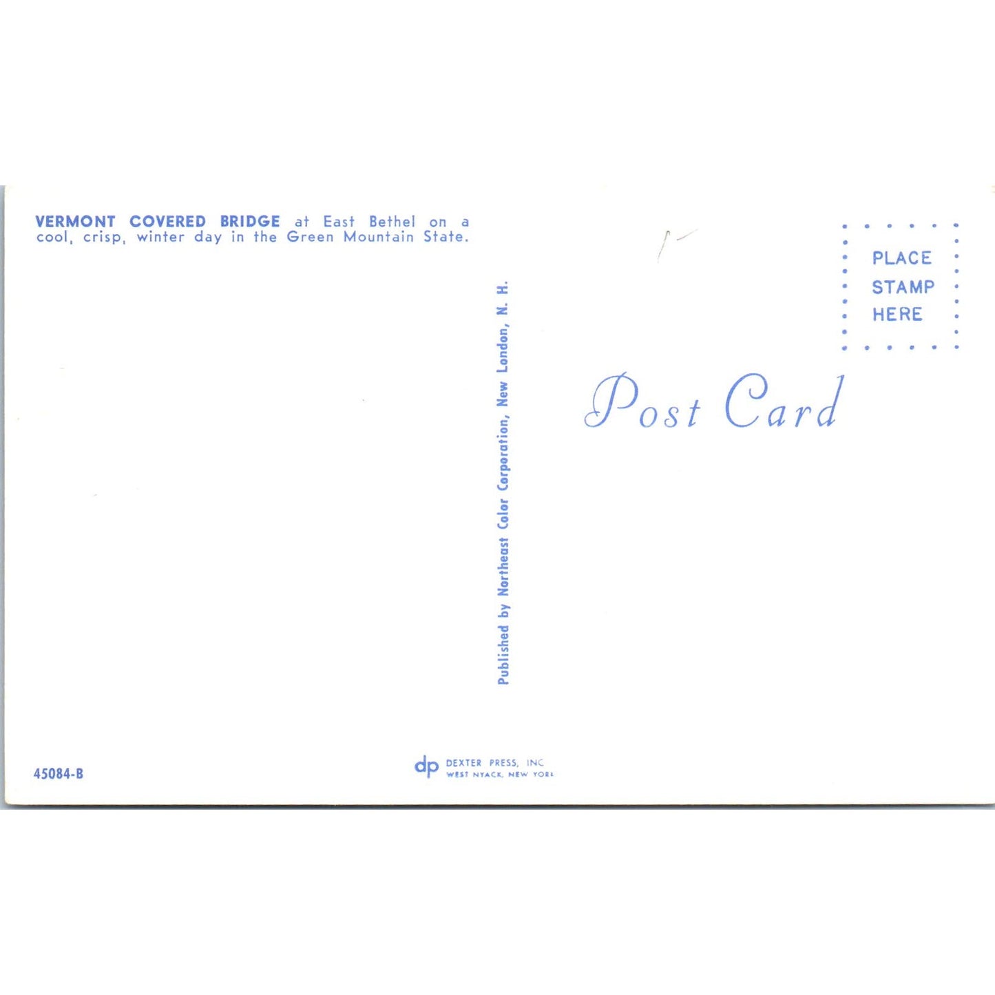 Covered Bridge at East Bethel Vermont Vintage Covered Bridge Postcard PD1