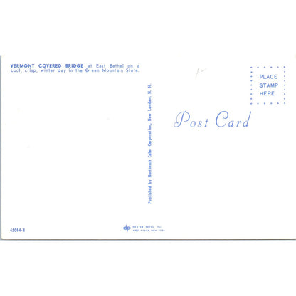 Covered Bridge at East Bethel Vermont Vintage Covered Bridge Postcard PD1