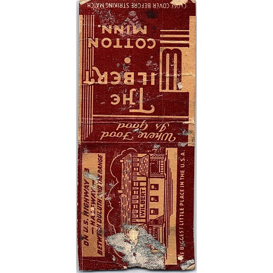The Wilbert Restaurant Cotton MN Vintage Matchbook Cover SC7-Y9