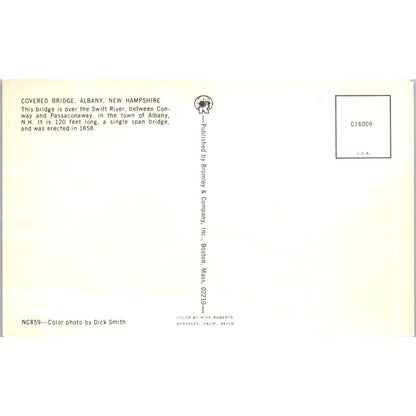 Swift River Passaconaway Albany NH Vintage Covered Bridge Postcard PC13