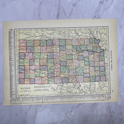 Map of Kansas, Nebraska Double Sided 1910 Print V14-7