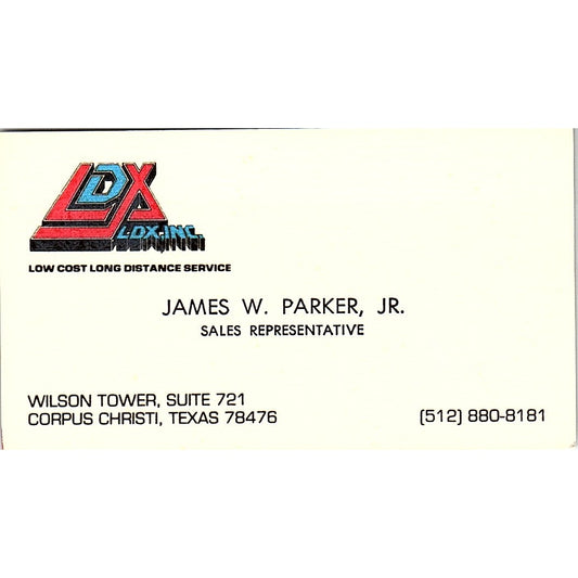 James W Parker Jr LDX Long Distance Corpus Christi Vintage Business Card SE3-B16