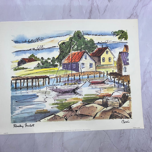Rocky Inlet Pigeon Cove Newfoundland Watercolor Print Ceri 11x14" Art Print V21