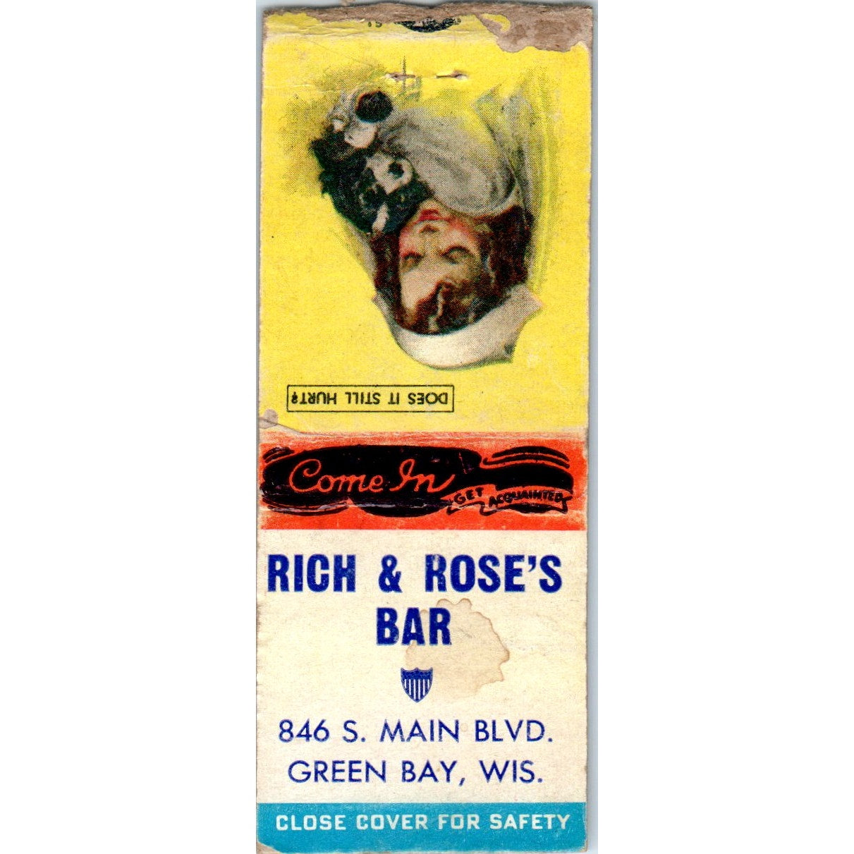 Rick & Rose's Bar Green Bay Wisconsin Vintage Matchbook Cover SD2-Y6