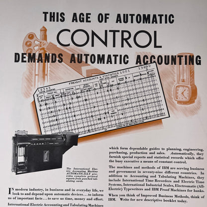 International Business Machines IBM Automatic Accounting Machine 1935 Ad V1-4