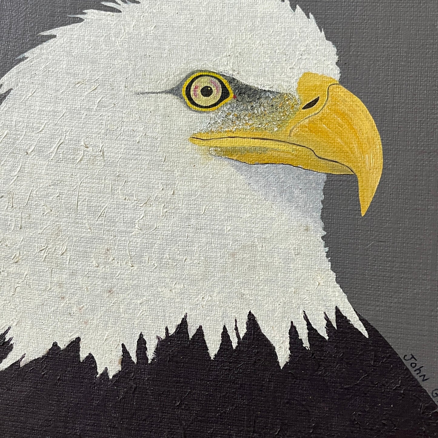 1988 Original Bald Eagle Framed Art Painting John J. Glynn Plymouth MN 14x18"