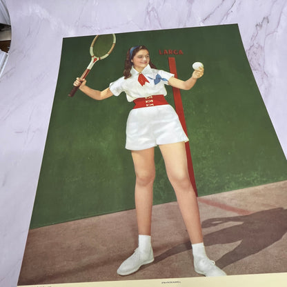 Frontenista Lady Tennis Player Vintage Mexican 12x14" Art Print V21