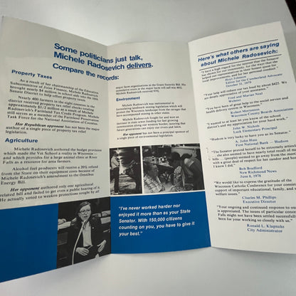 c1980 State Senator Radosevich Reelection Campaign Brochure Hudson WI J17