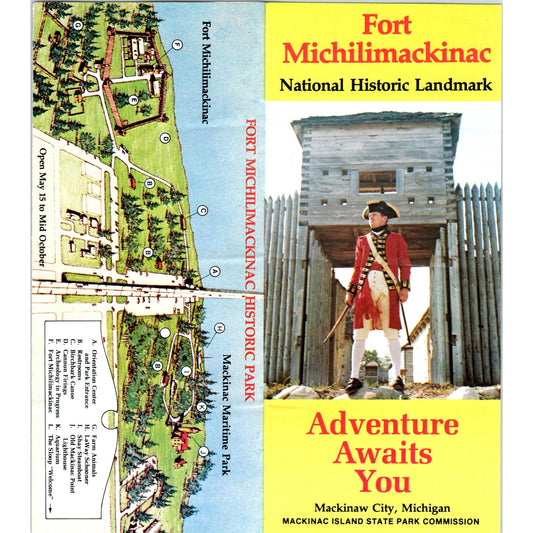 Vintage Fort Michilimackinac Landmark Mackinaw City MI Travel Brochure TF4-B3