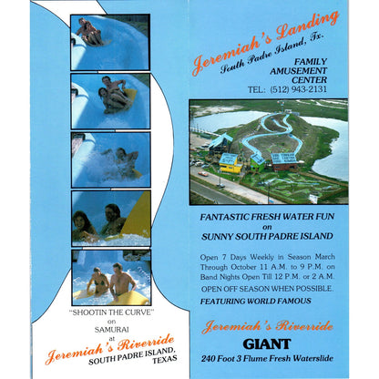 1980s Jeremiah's Landing South Padre Island TX Amusement Center Brochure TF4-BC