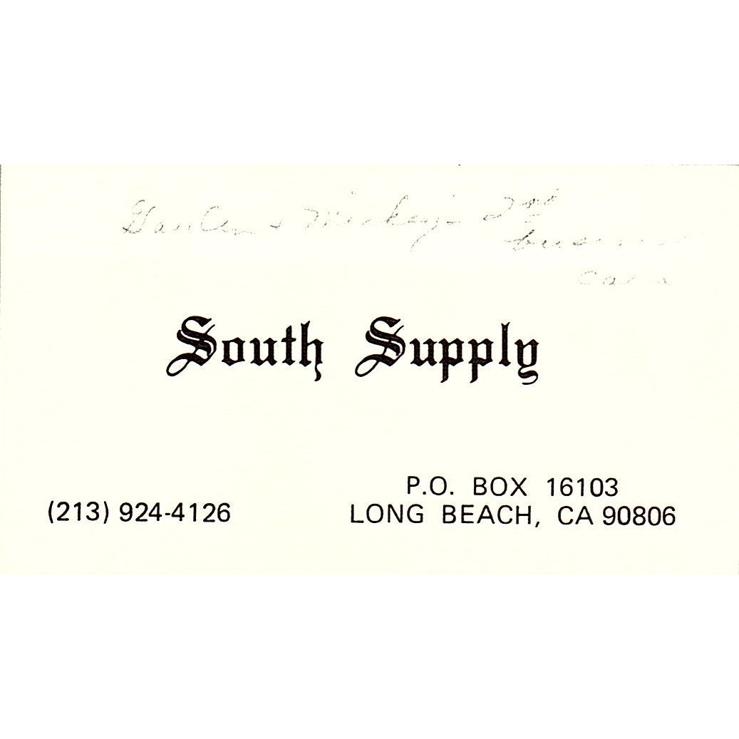 South Supply Long Beach CA Vintage  Vintage Business Card SB4-B11