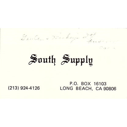 South Supply Long Beach CA Vintage  Vintage Business Card SB4-B11