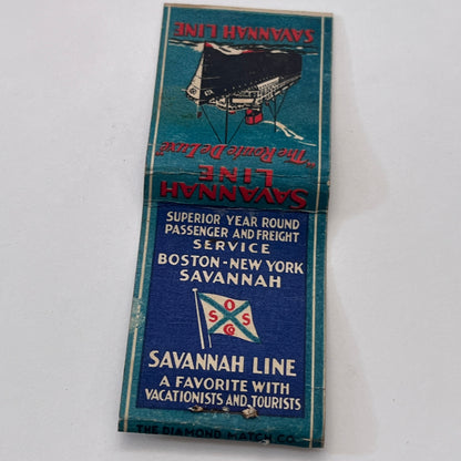 Savannah Line Steamer Boston-New York Vintage Matchbook Cover MM3-2