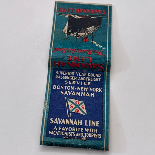 Savannah Line Steamer Boston-New York Vintage Matchbook Cover MM3-2