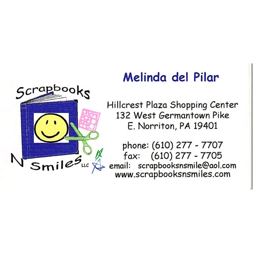 Melinda De Pilar Scrapbooks N Smiles Norriton PA Vintage Business Card SC9-B11