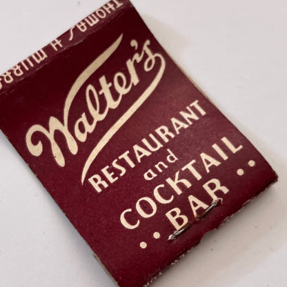 Walter's Restaurant 1364 Beacon St Brookline Vintage Matchbook Cover TB8-MB3-4