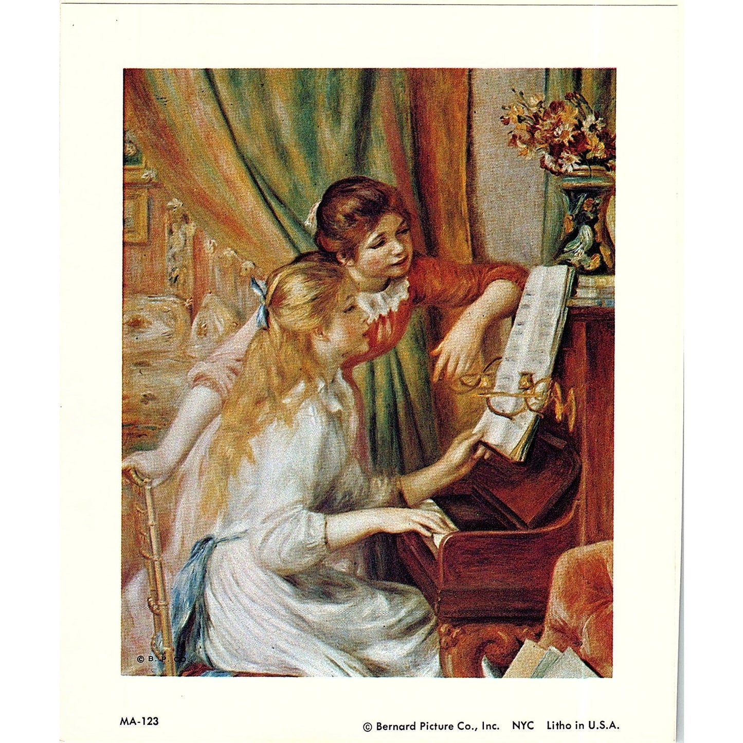 Young Girls at the Piano - Pierre Auguste Renoir Vintage Art Print 5x6 V12