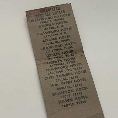 Hotel Westward Ho Phoenix Arizona Vintage Matchbook Cover TB8-MB2-1