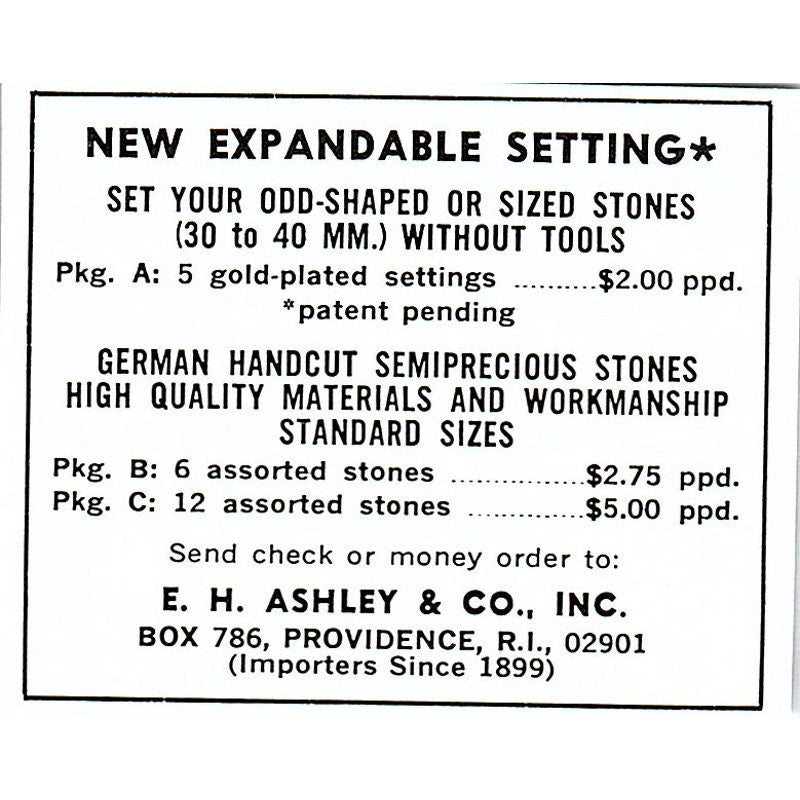 E.H. Ashley & Co Lapidary Supply Providence RI 1972 Ad AF8-M2