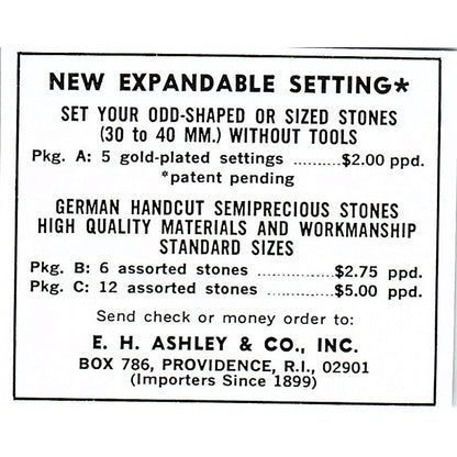 E.H. Ashley & Co Lapidary Supply Providence RI 1972 Ad AF8-M2