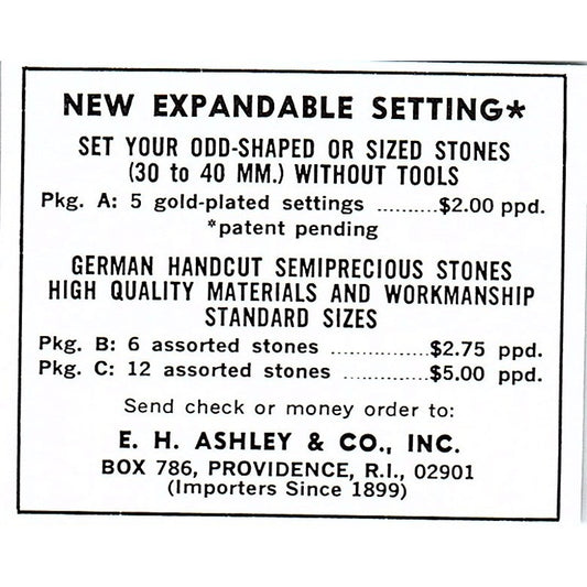 E.H. Ashley & Co Lapidary Supply Providence RI 1972 Ad AF8-M2