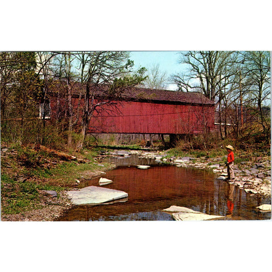 Cabin Run Bridge Bucks County 268 PA Vintage Covered Bridge Postcard PC17