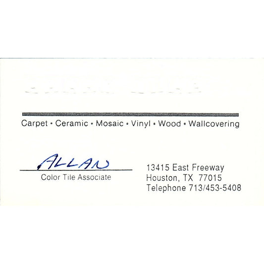 Color Tile Alan Houston Vintage Business Card SD9-B14