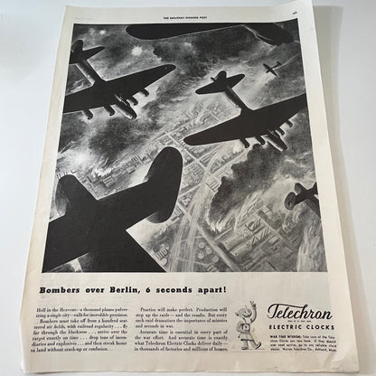 Warren Telechron Co. Telechron Electric Clocks Ashland MA 1943 WWII Ad SV1-6